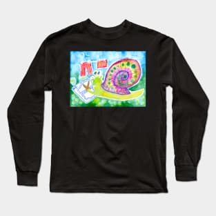 Snail tailor/seamstress sewing new cloths children illustration Long Sleeve T-Shirt